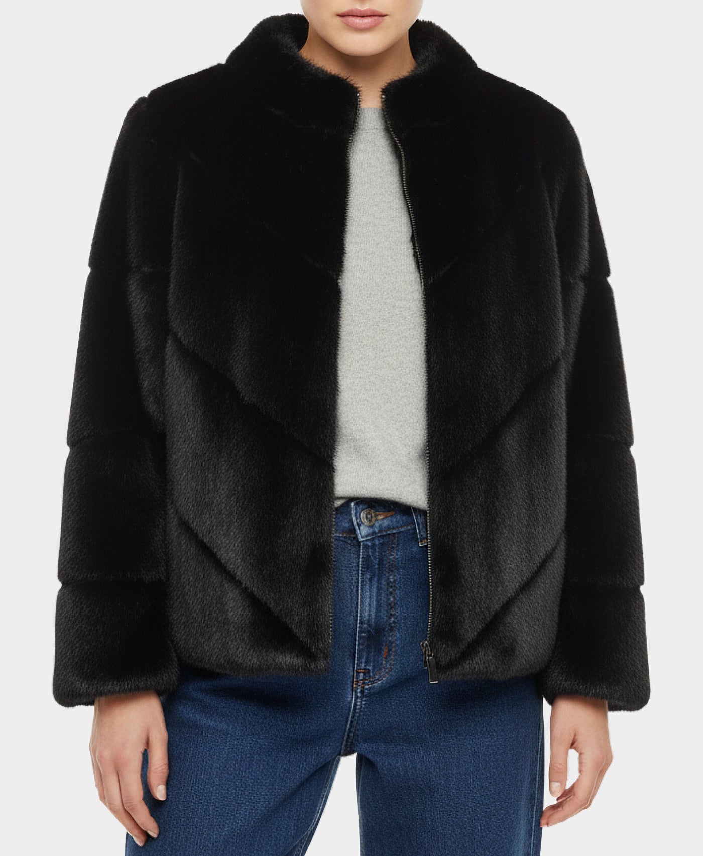 Faux Fur Jacket w/ Hood view 1