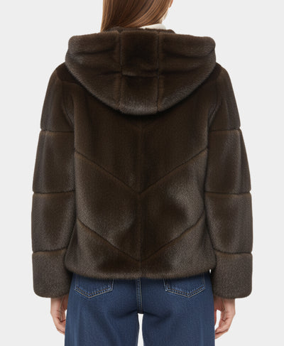 Faux Fur Jacket w/ Hood image 2