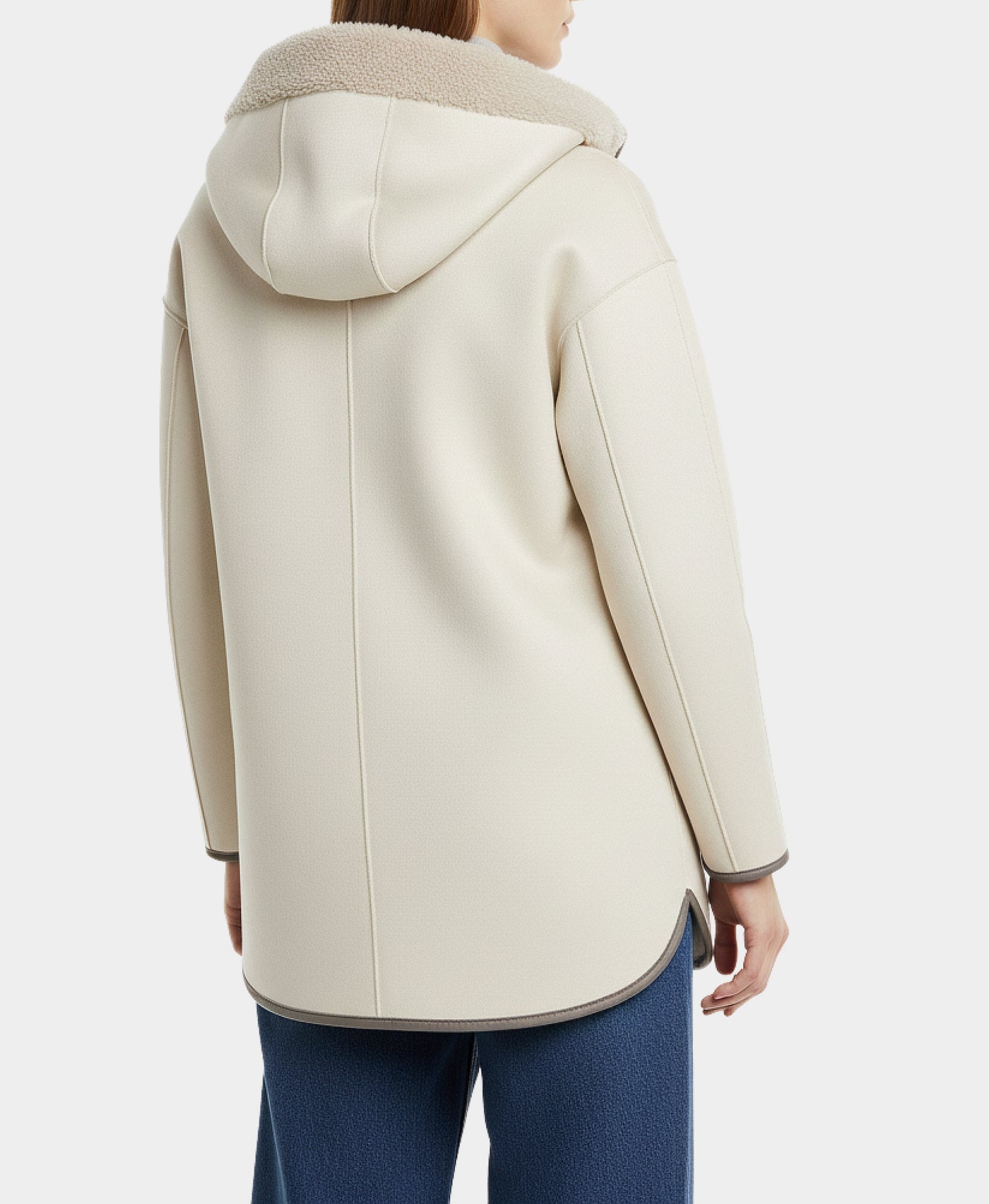 Reversible Faux Fur Contrast Cape w/ Hood view 3