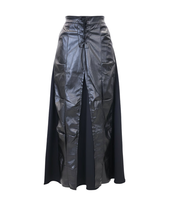 Faux Leather Trim Maxi Skirt view 
