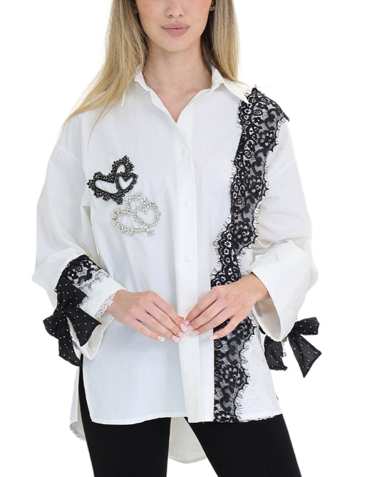 Lace Trim Top w/ Rhinestones view 