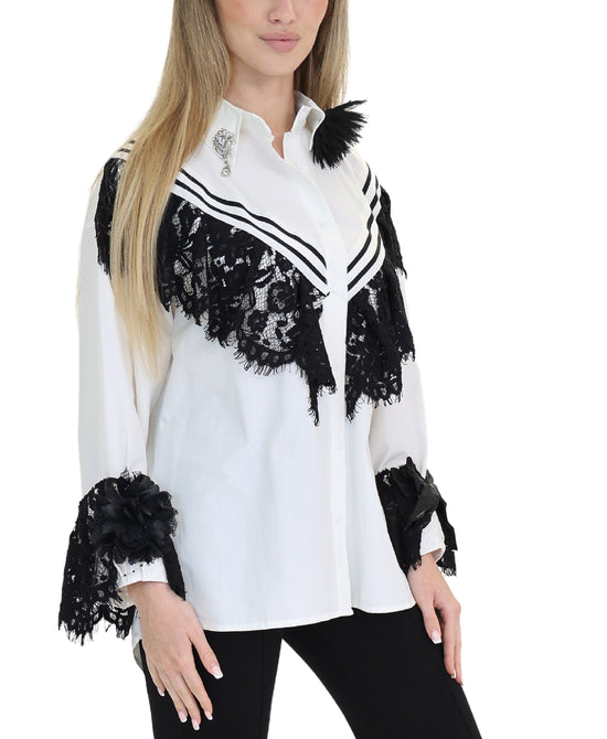 Lace Trim Top w/ Rhinestones view 