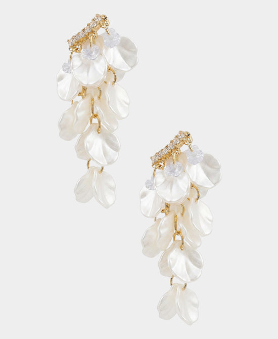 
Petal Drop Earrings w/ Crystals in WHITE/GOLD view 2