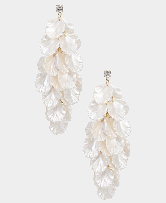 
Petal Drop Earrings w/ Crystal in WHITE view 2