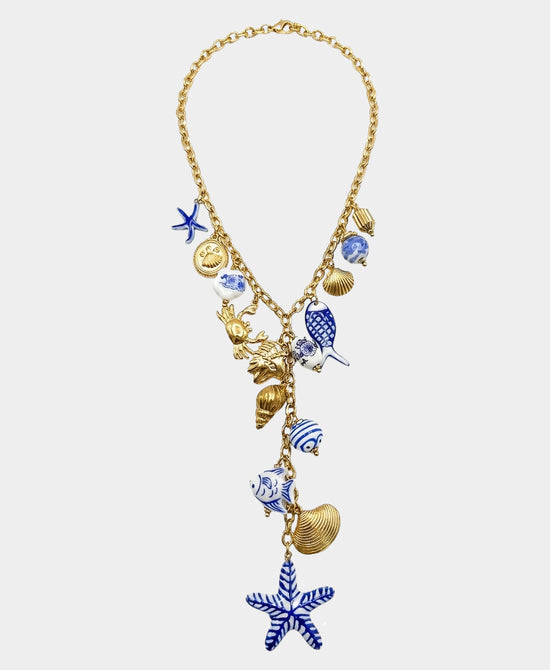 
Sealife Charm Necklace in GOLD/BLUE view 2