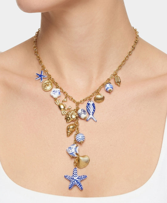 
Sealife Charm Necklace in GOLD/BLUE view 1