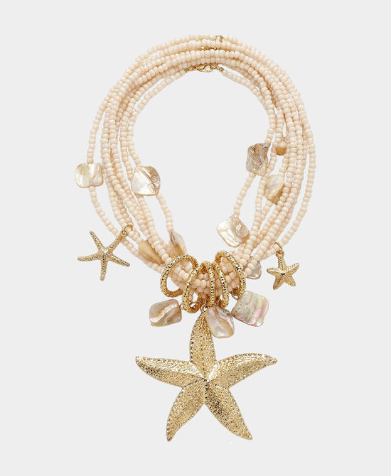 
Starfish Beaded Pendant Necklace in GOLD view 2