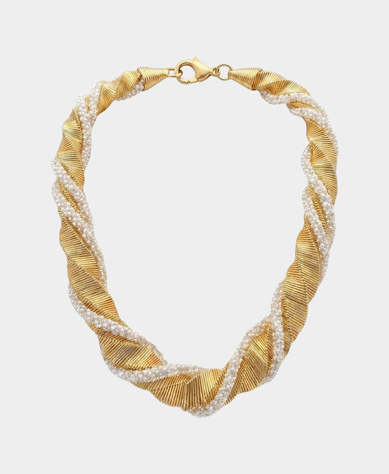 
Statement Crystal Necklace w/ Pearls in GOLD view 2