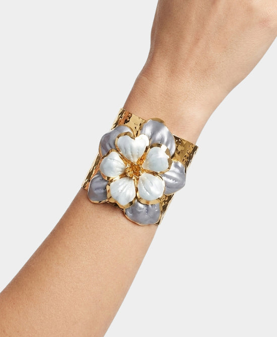 
Flower Cuff Bracelet in GOLD/BLUE view 1