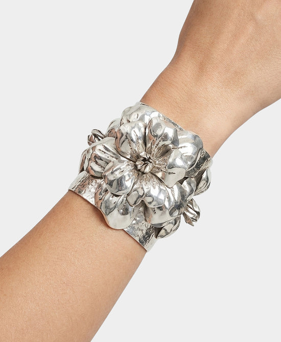 
Flower Cuff Bracelet in SILVER view 1