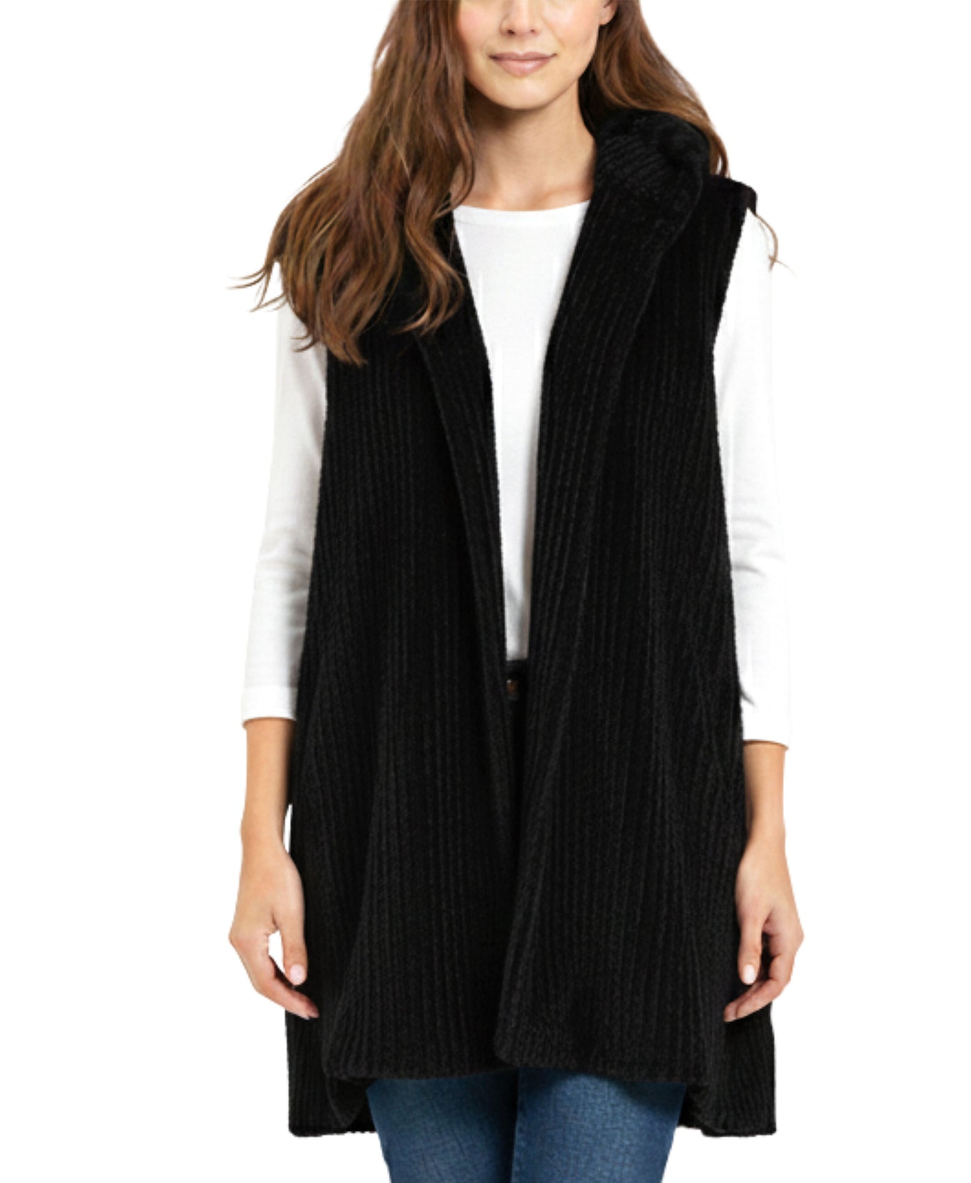 Faux Fur Hooded Vest view 1