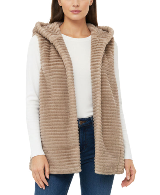 Faux Fur Hooded Vest view 