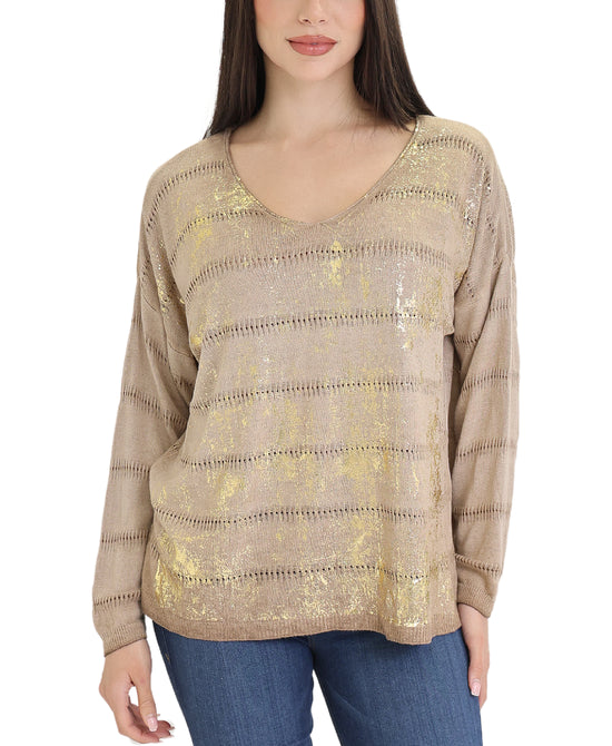 Shimmer Foil Knit Top view 