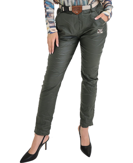 Faux Leather Pants w/ Belt view 