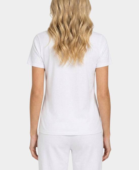 
Flower Print Linen Tee in WHITE view 2