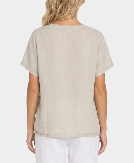 
Flower Print Linen Tee in BEIGE view 2
