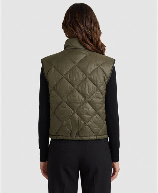
Quilted Puffer Vest in OLIVE view 2