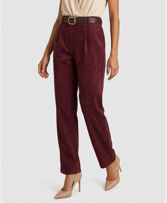 
Faux Suede Pants in WINE view 1