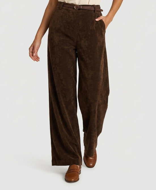 
Chenille Wide Leg Pants in BROWN view 1