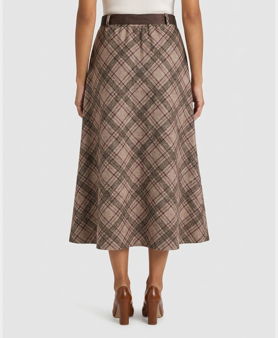
Plaid Midi Skirt in BEIGE MULTI view 2