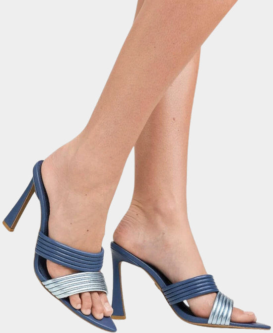 
Leather Color Block Heeled Sandal in BLIZZARD BLUE view 2