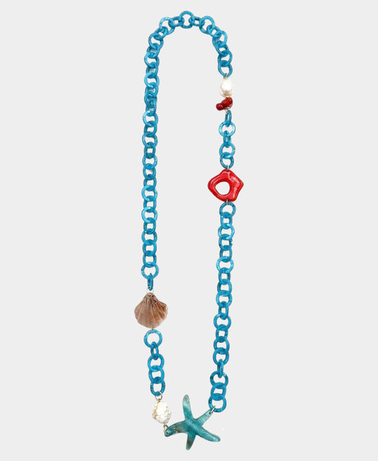
Long Sealife Necklace in BLUE view 2