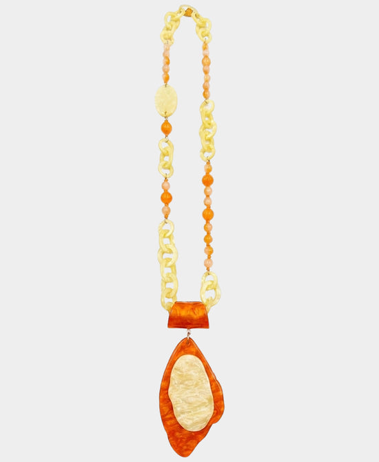 
Long Beaded Pendant Necklace in ORANGE view 2