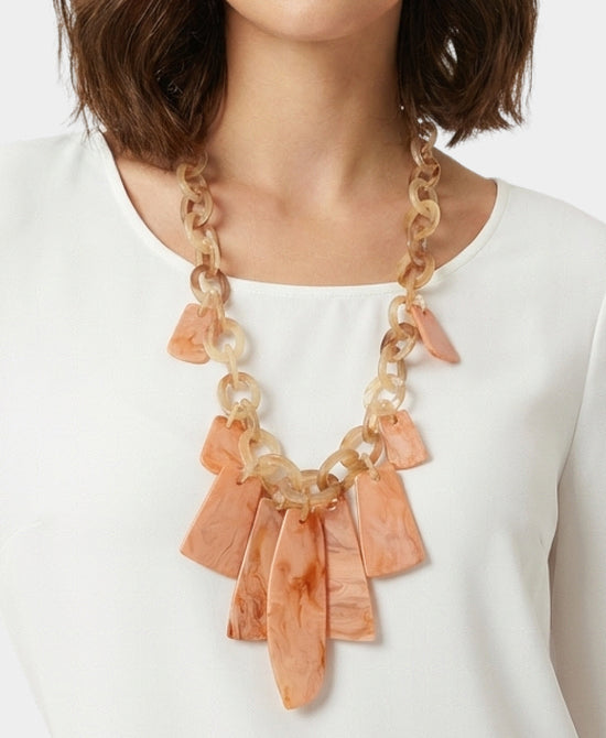 
Resin Statement Necklace in LIGHT ORANGE/BROWN view 1