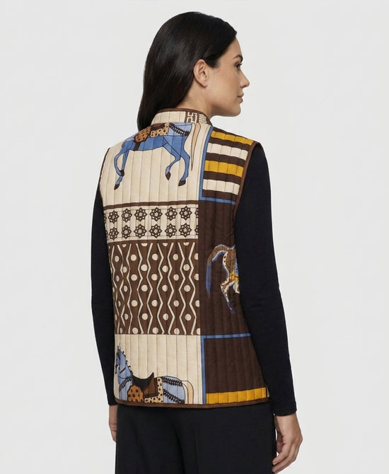 
Horse Print Quilted Vest in BROWN view 2