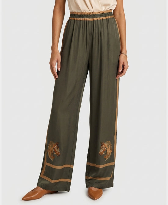 
Horse Print Pants in OLIVE view 1