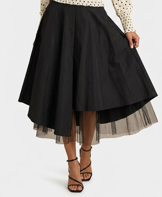 
Mixed Media Tulle Skirt in BLACK view 1