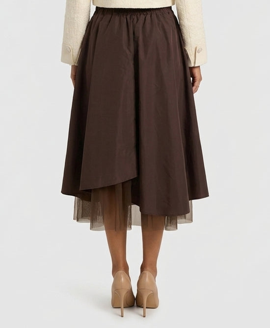 
Mixed Media Tulle Skirt in BROWN view 2