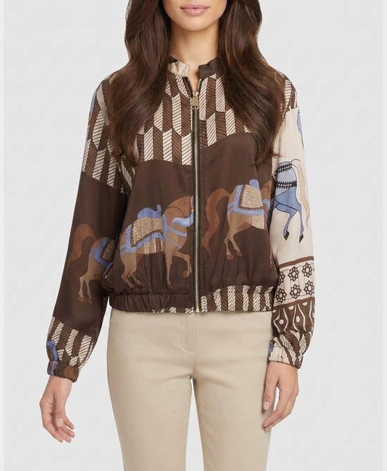 
Horse Print Bomber Jacket in BROWN MULTI view 1