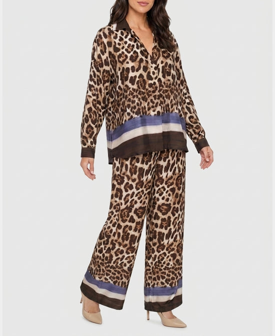 
Leopard Print Blouse & Pants Set- 2 Pc Set in BROWN MULTI view 1