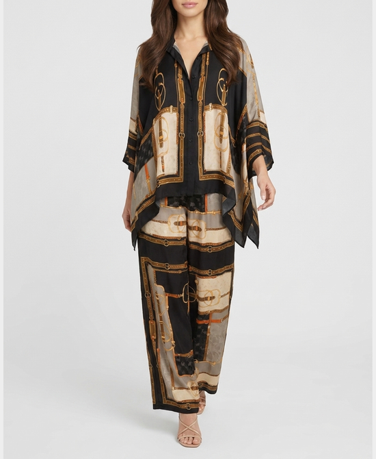 
Chain Print Blouse & Pants Set- 2 Pc Set in BLACK MULTI view 1