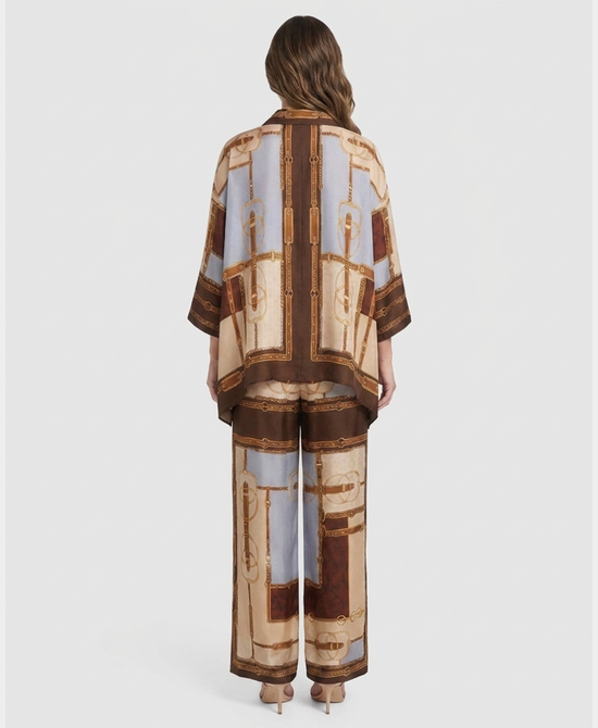 
Chain Print Blouse & Pants Set- 2 Pc Set in BROWN MULTI view 2