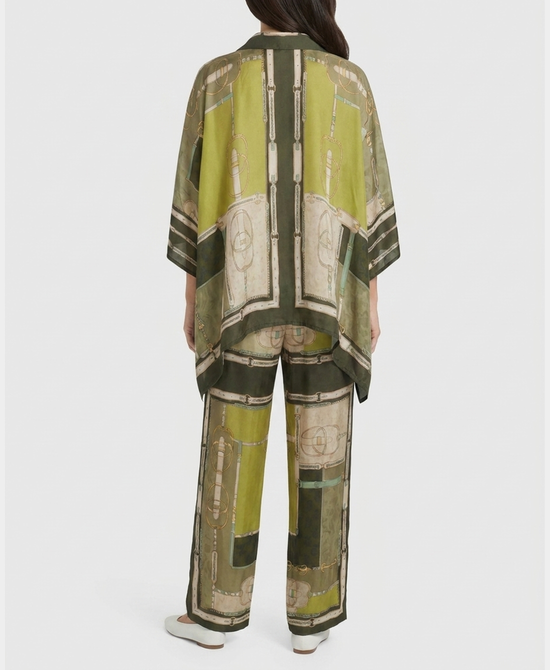 
Chain Print Blouse & Pants Set- 2 Pc Set in GREEN MULTI view 2