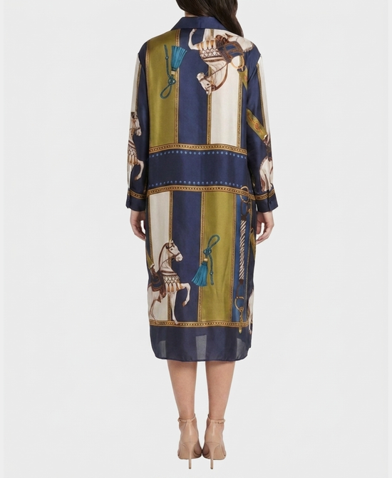 
Horse Print Dress in NAVY/GREEN view 2