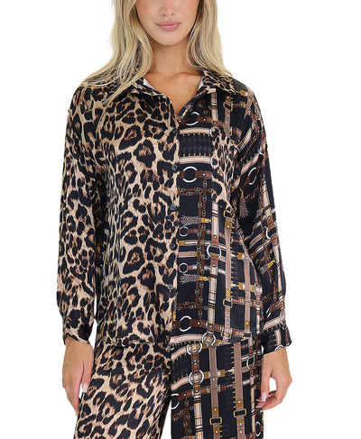 Leopard & Chain Print Blouse