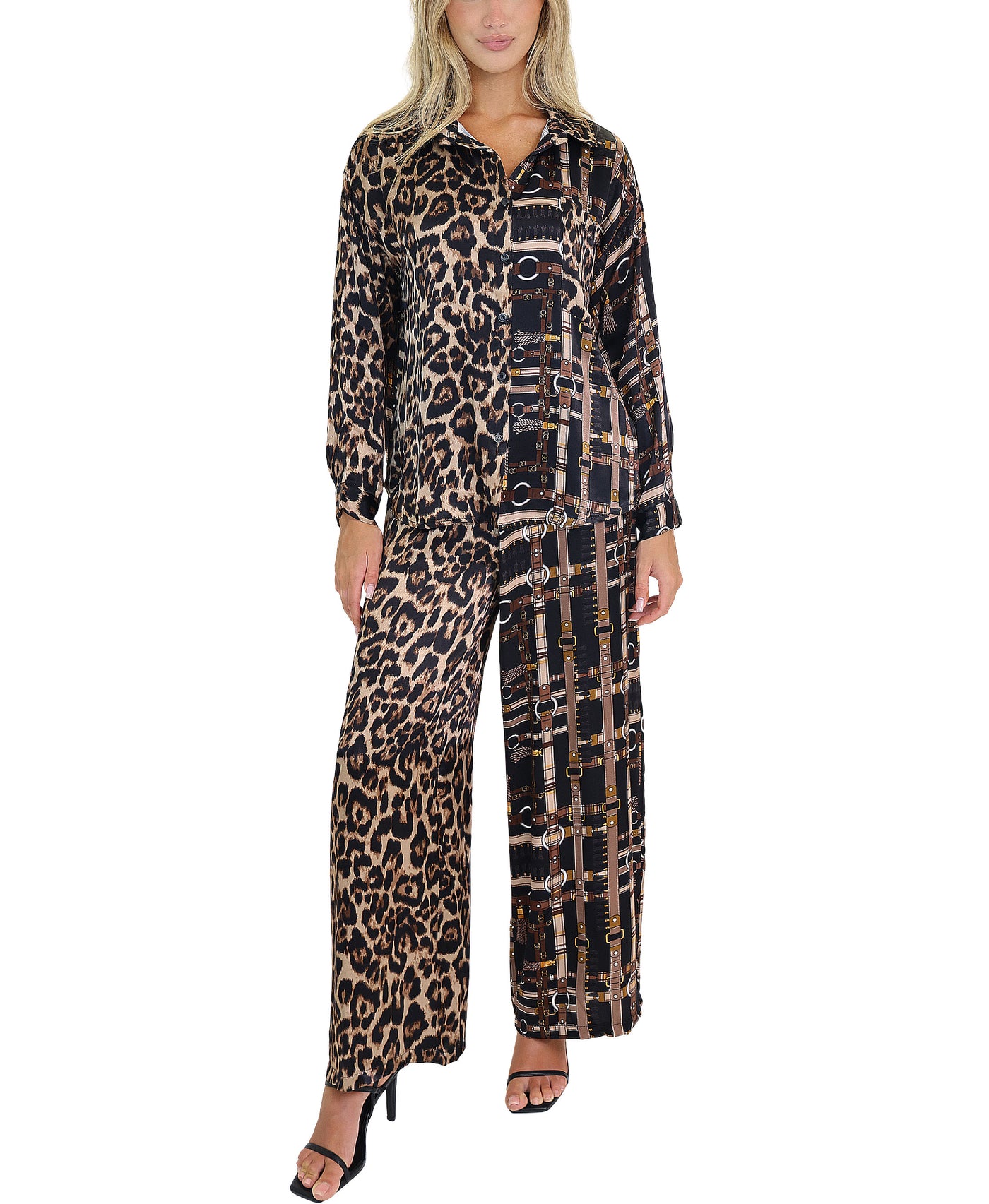 Leopard & Chain Print Blouse