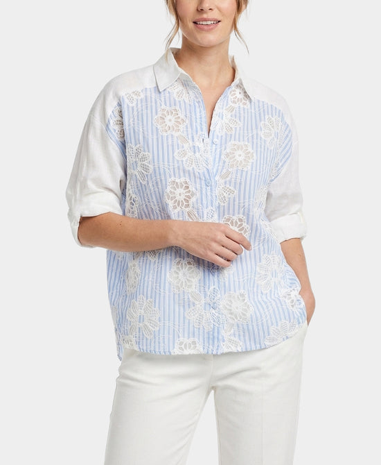 
Stripe Crochet Blouse in WHITE/BLUE view 1