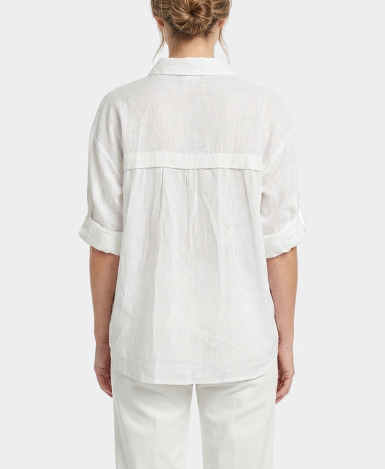 
Stripe Crochet Blouse in WHITE/BLUE view 2