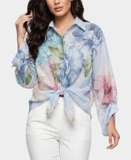 
Floral Print Blouse in BLUE view 1