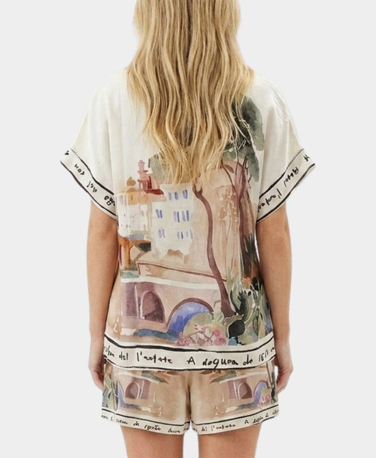 
Art-Inspired Scenic Print Top in IVORY view 2