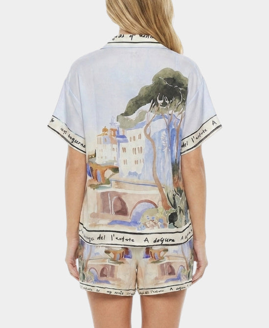 
Art-Inspired Scenic Print Top in BLUE view 2
