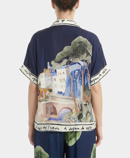 
Art-Inspired Scenic Print Top in NAVY view 2