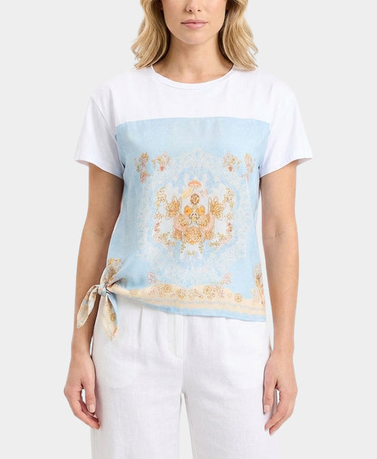 Tee w/ Printed Silk Trim view 1
