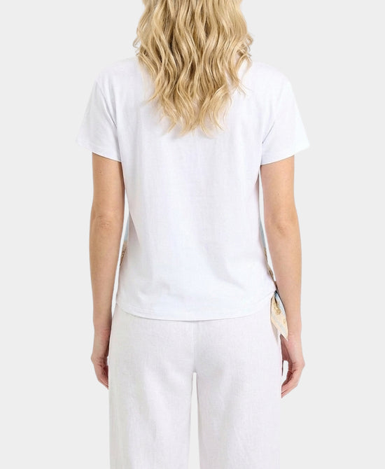 Tee w/ Printed Silk Trim view 2