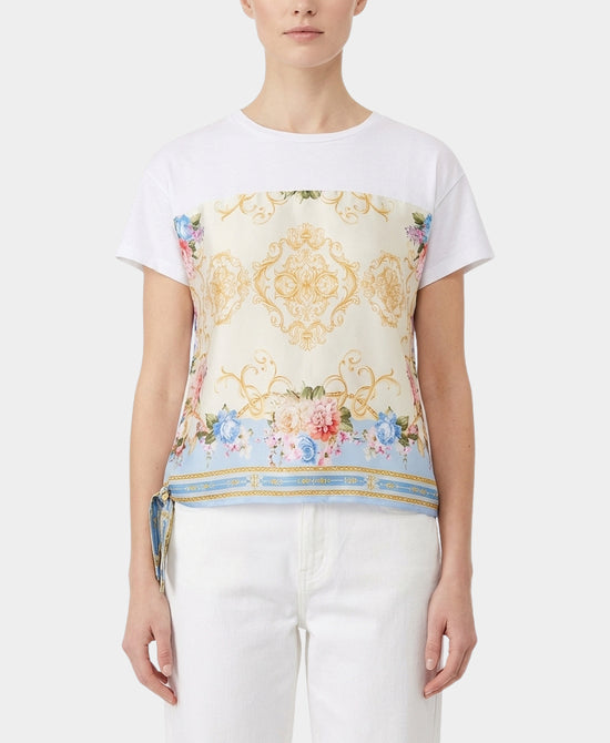 Tee w/ Printed Silk Trim view 1