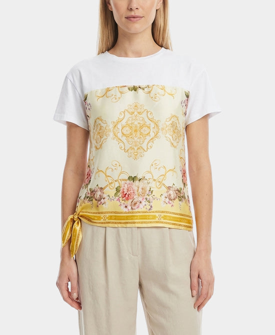 Tee w/ Printed Silk Trim view 1